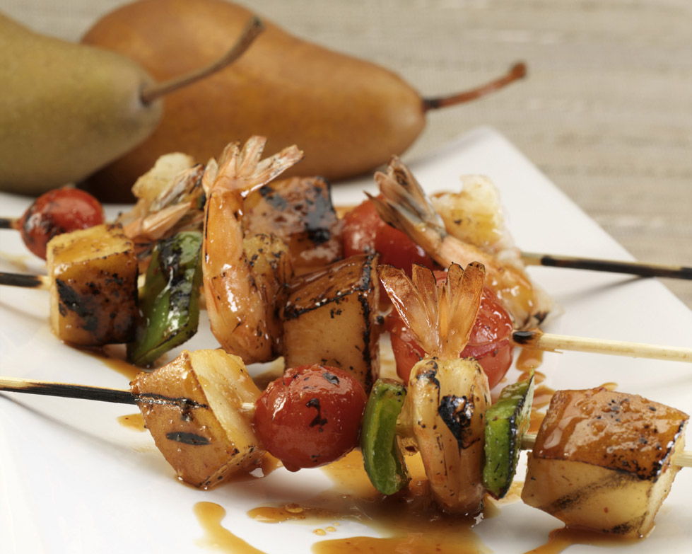 Asian Shrimp Skewers with Pears