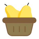 An icon of a basket containing two yellow pears